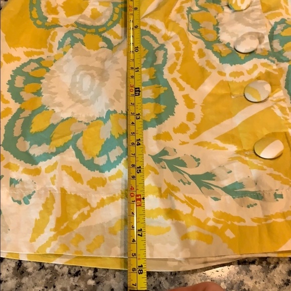 Fossil Lined Yellow, Sea-Green, & White Floral Button Down Skirt Size 2 - Picture 8 of 8